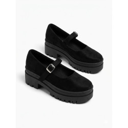 MOCASIN MARY JANE ALTO NEGRO TELA VICTORIA