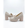 MOCASIN DE TACO BEIGE DE CHAROL