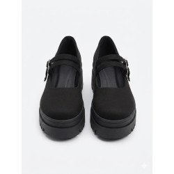 MOCASIN MARY JANE ALTO NEGRO DOBLE HEBILLA
