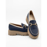 MOCASIN CLASICO AZUL CON FILO CREMA