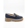 MOCASIN CLASICO AZUL CON FILO CREMA