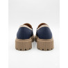 MOCASIN CLASICO AZUL CON FILO CREMA