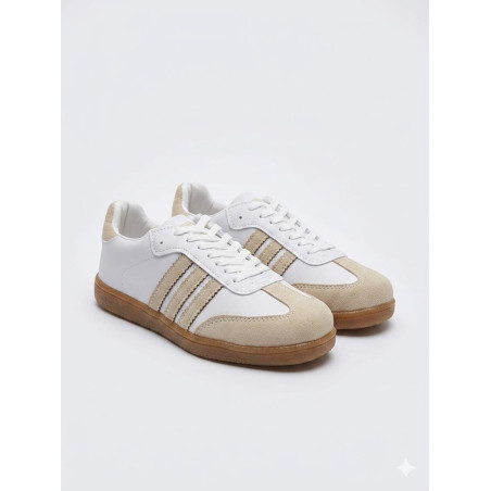 ESTILO SAMBA COLOR BLANCO CON LINEAS CAFE CLARO