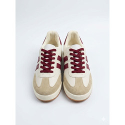 ESTILO SAMBA RETRO COLOR BEIGE LINEAS ROJAS/VINO
