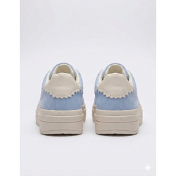 PLATAFORMA ESTILO SAMBA COLOR CELESTE Y BLANCO