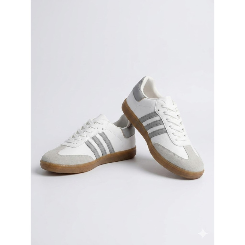 ESTILO SAMBA BAJOS COLOR BLANCO CON GRIS