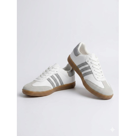 ESTILO SAMBA BAJOS COLOR BLANCO CON GRIS