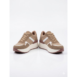 SNEAKER COLOR MOCA Y BLANCO ALTO