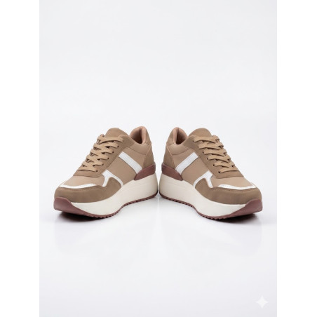SNEAKER COLOR MOCA Y BLANCO ALTO