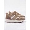 SNEAKER COLOR MOCA Y BLANCO ALTO
