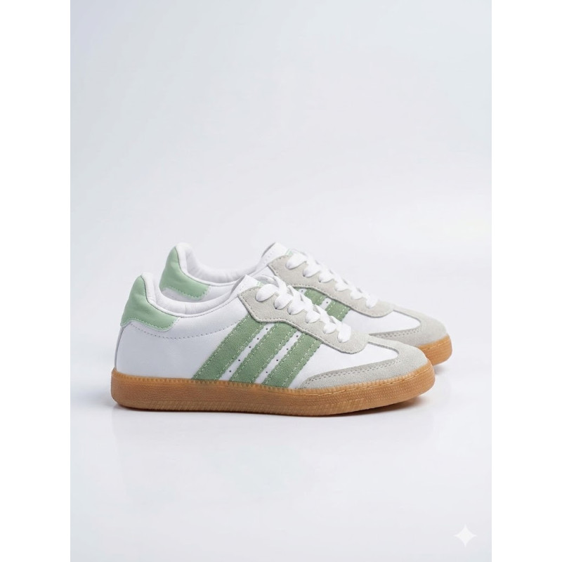 ESTILO SAMBA BAJO BLANCO Y GRIS LINEAS VERDES TONO CLARO