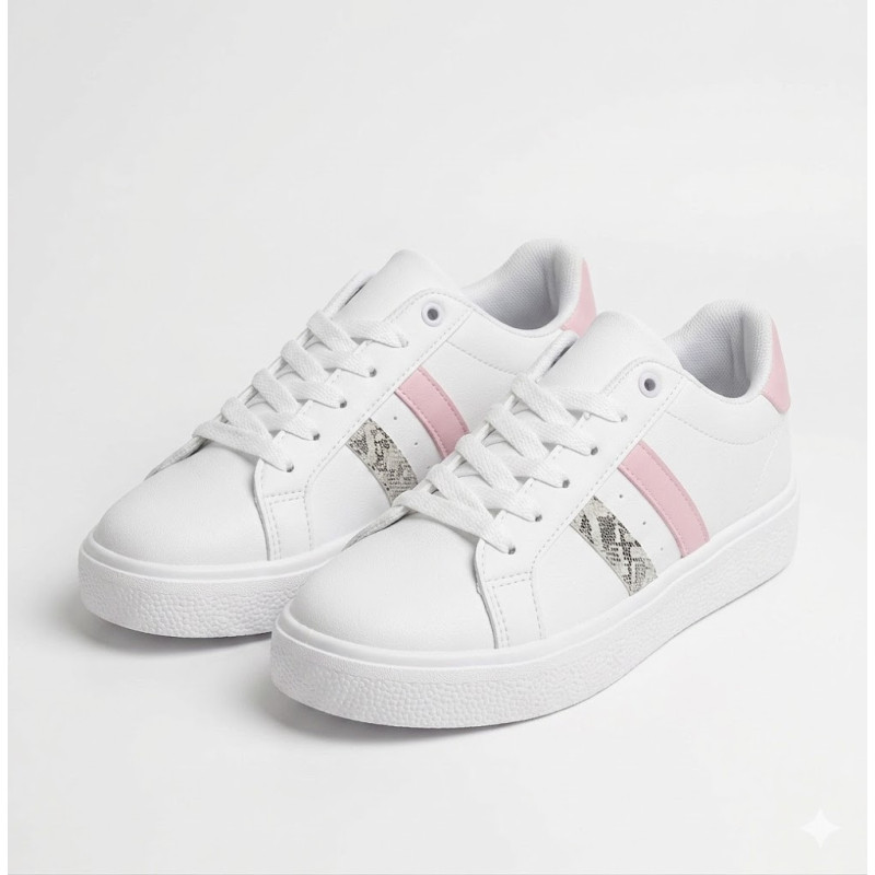 CLASICO BLANCO CON ROSA Y PLATEADO EN EL COSTADO