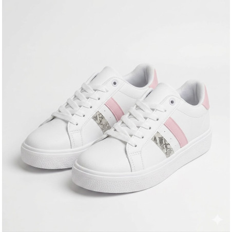 CLASICO BLANCO CON ROSA Y PLATEADO EN EL COSTADO