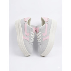 PLATAFORMA ESTILO SAMBA COLOR GRIS Y LINEAS ROSADAS