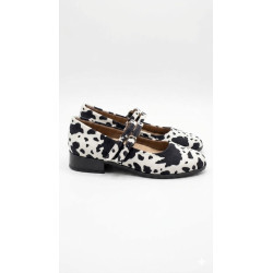 MARY JANE BAJO ANIMAL PRINT VACA BLANCO Y NEGRO