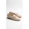 MOCASIN BAJO BEIGE PUNTA CUADRADA
