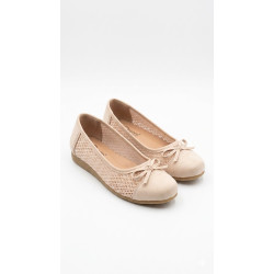 BAILARINA BEIGE LAZO MALLA LATERAL