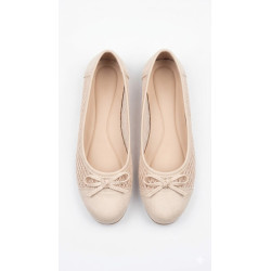 BAILARINA BEIGE LAZO MALLA LATERAL