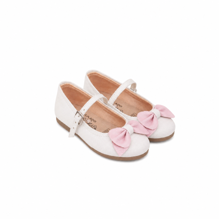 INFANTIL BAILARINA  BLANCA Y LAZO ROSA