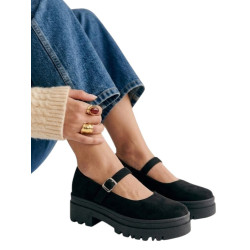 MOCASIN MARY JANE ALTO NEGRO TELA VICTORIA