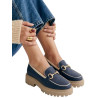 MOCASIN CLASICO AZUL CON FILO CREMA