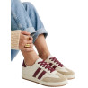 ESTILO SAMBA RETRO COLOR BEIGE LINEAS ROJAS/VINO