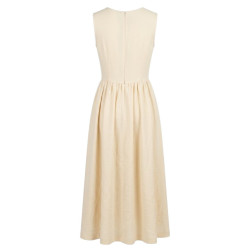 VESTIDO LARGO COLOR CREMA AMARILLO SIN MANGAS