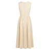 VESTIDO LARGO COLOR CREMA AMARILLO SIN MANGAS