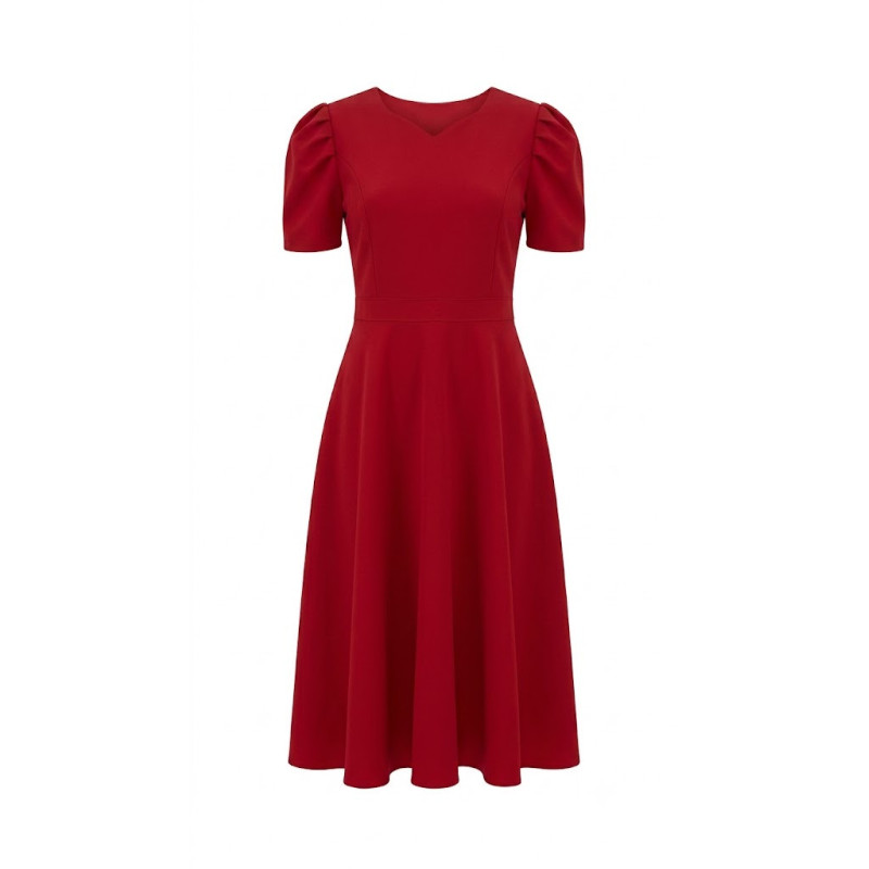 VESTIDO LARGO CUELLO CORAZON MANGAS CORTAS