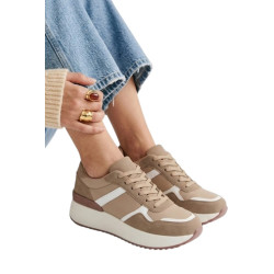 SNEAKER COLOR MOCA Y BLANCO ALTO