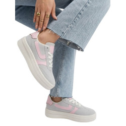 PLATAFORMA ESTILO SAMBA COLOR GRIS Y LINEAS ROSADAS