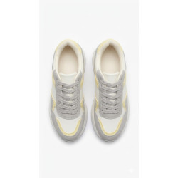SNEAKER COLOR GRIS 7 AMARILLO Y BLANCO ALTO