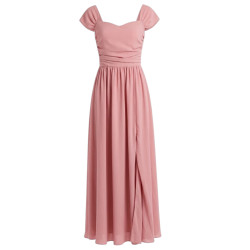 VESTIDO ROSA LARGO DRAPEADO