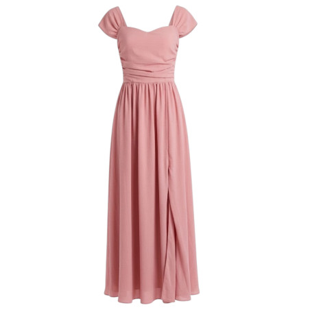 VESTIDO ROSA LARGO DRAPEADO
