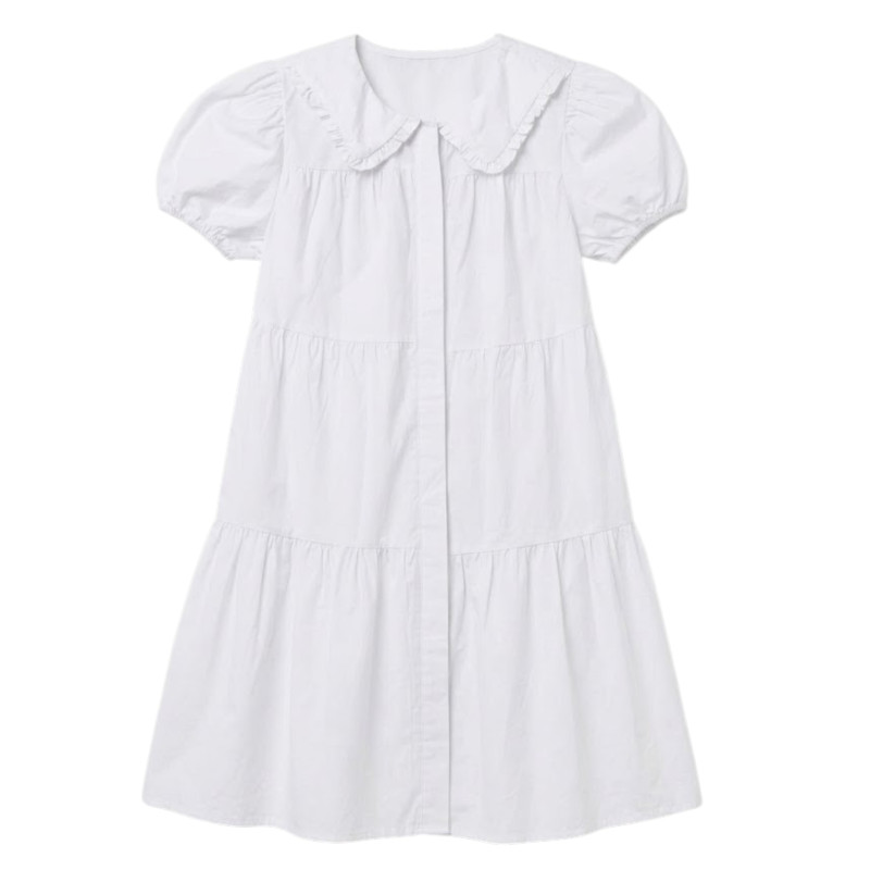 VESTIDO BLANCO CON PLIEGUES ESTILO A