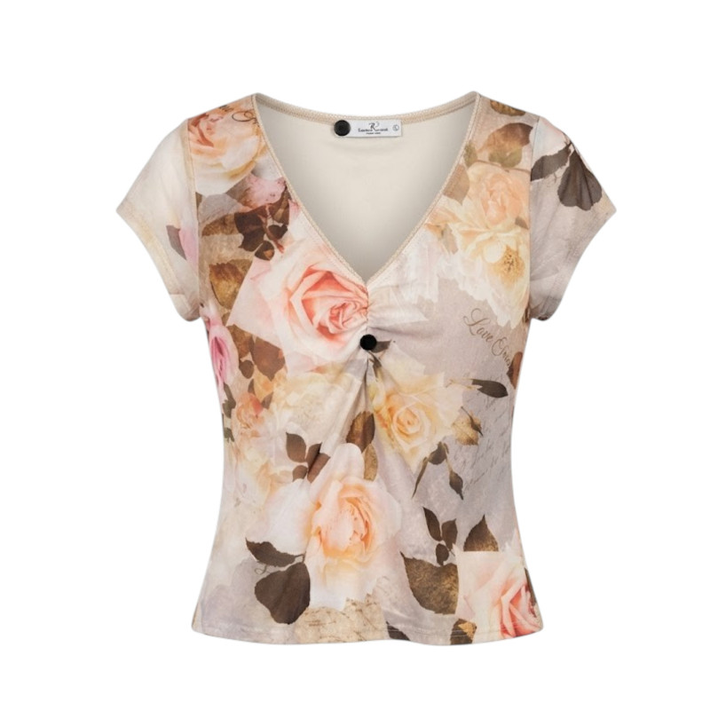 BLUSA ESCOTE V FLOREADA EUROPEA