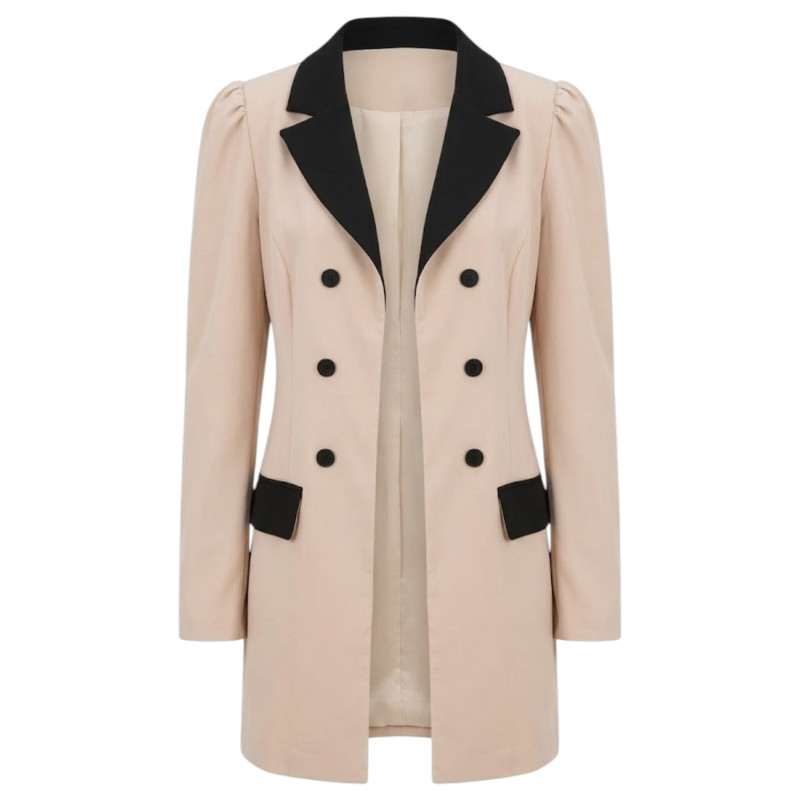 CHAQUETA BEIGE Y NEGRO