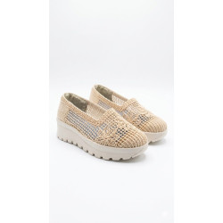 MOCASIN TEJIDO PLANTA MEDIA COLOR BEIGE