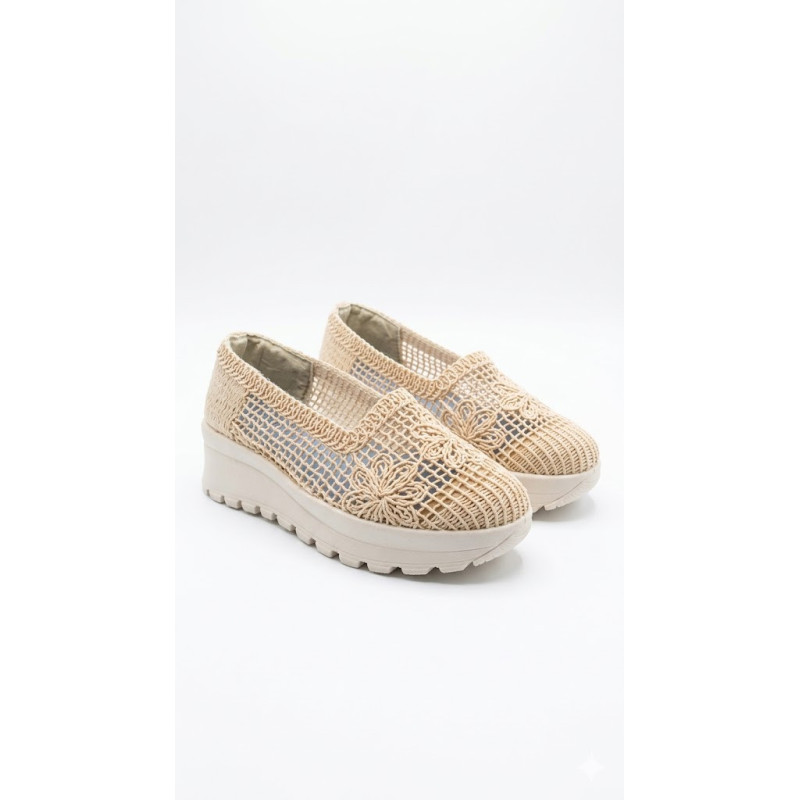 MOCASIN TEJIDO PLANTA MEDIA COLOR BEIGE