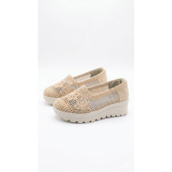 MOCASIN TEJIDO PLANTA MEDIA COLOR BEIGE