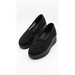 MOCASIN TEJIDO PLANTA MEDIA COLOR NEGRO