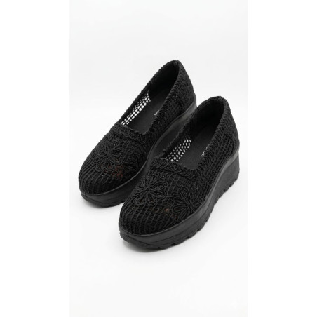 MOCASIN TEJIDO PLANTA MEDIA COLOR NEGRO