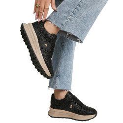 SNEAKER NEGRO ANIMAL PRINT BRILLOS