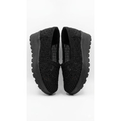 MOCASIN TEJIDO PLANTA MEDIA COLOR NEGRO