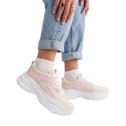 PLATAFORMA BEIGE + ROSA Y LILA