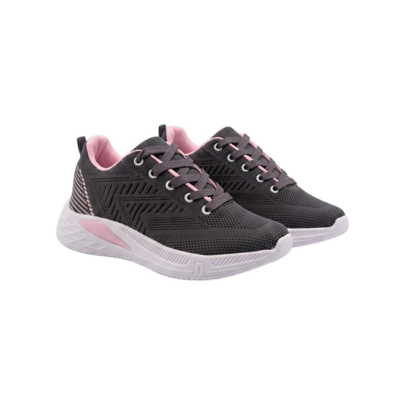 DEPORTIVO CLASICO GRIS OSCURO Y ROSA