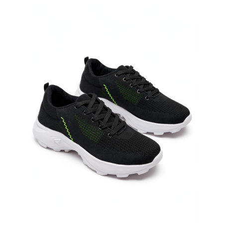DEPORTIVO NEGRO PUNTOS/RAYA VERDE FOSFORECENTE